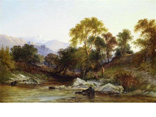 Morning View In Borrowdale, Cumberland Oil Painting by George Augustus Williams