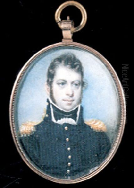 Commodore Bainbridge, Wearing Naval Uniform With Gold Epaulettes Oil Painting by Henry Williams