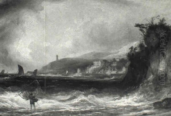 Rough Weather Oil Painting by James Francis Williams