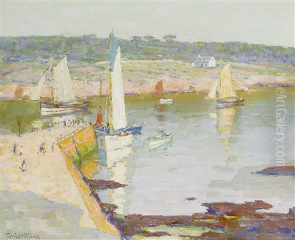 Quayside Concarneau Oil Painting by Terrick Williams