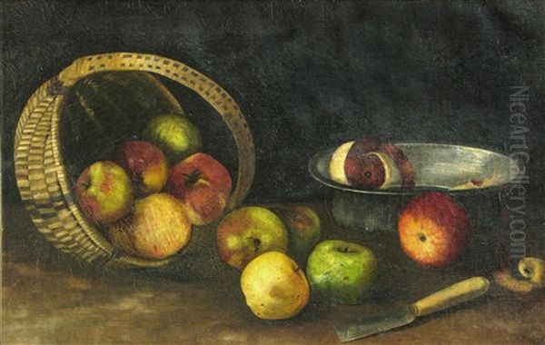 Apples And Peels With A Basket Oil Painting by Virgil Williams