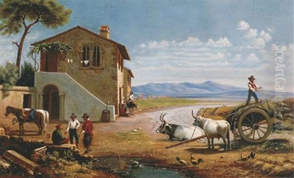 Italian Scene Oil Painting by Virgil Williams