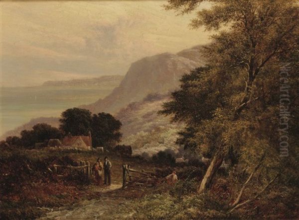 A View Over Eype Towards Golden Cap Oil Painting by Walter Heath Williams