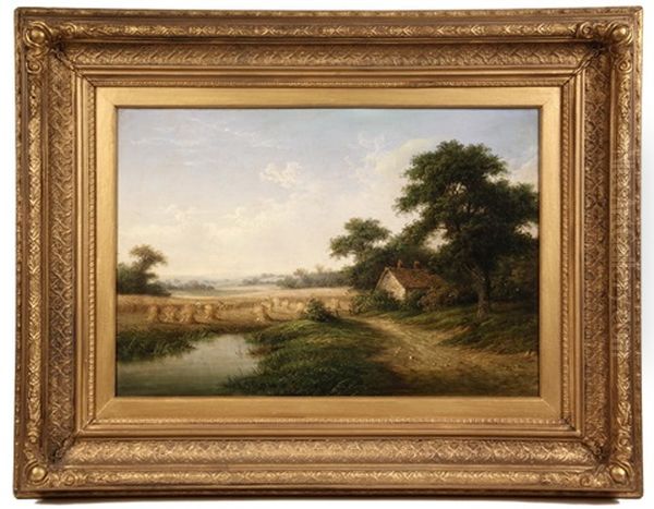 Country Cottage With Wheat Fields Oil Painting by Walter Heath Williams