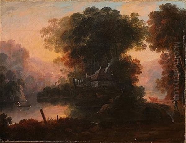 Village On The River Oil Painting by William Williams