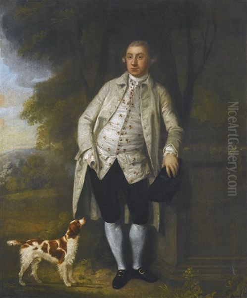 Portrait Of A Man With A Dog Oil Painting by William Williams