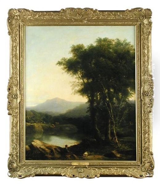 Landscape With Figures In The Foreground Oil Painting by William (of Plymouth) Williams