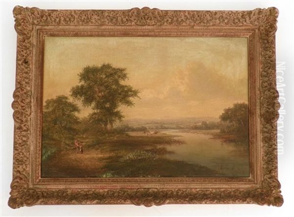 Landscape With Figures Oil Painting by William (of Plymouth) Williams