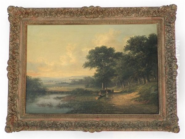 Landscape With Figures Oil Painting by William (of Plymouth) Williams