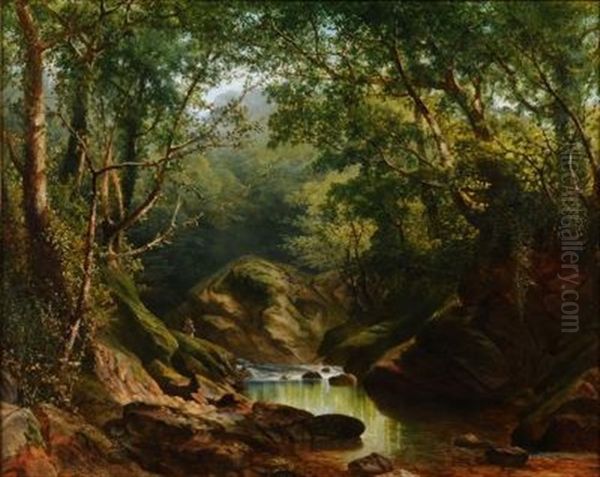 On The Erme, Ivy-bridge, Devonshire Oil Painting by William (of Plymouth) Williams