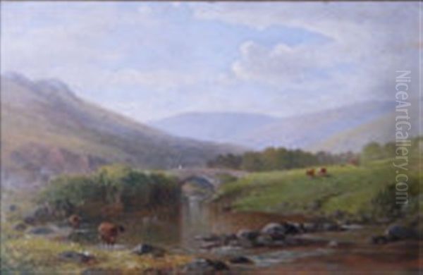 Shilley Bridge, Near South Brent (+ On The Lyd, Dartmoor; Pair) Oil Painting by William (of Plymouth) Williams