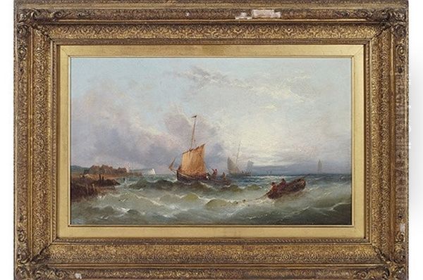 Shipping Off The Coast Oil Painting by William Henry Williamson