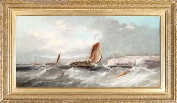 Stormy Seas: Sailing Ships Off The Dover Coast Oil Painting by William Henry Williamson