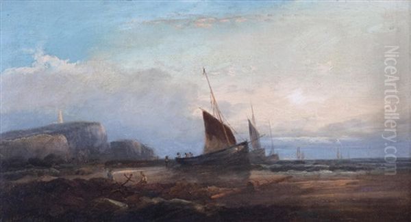 Moored Boat Oil Painting by William Henry Williamson