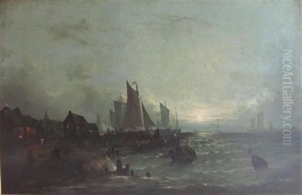 The Forge Banks Of A Dutch River - Moonlight by William Henry Williamson