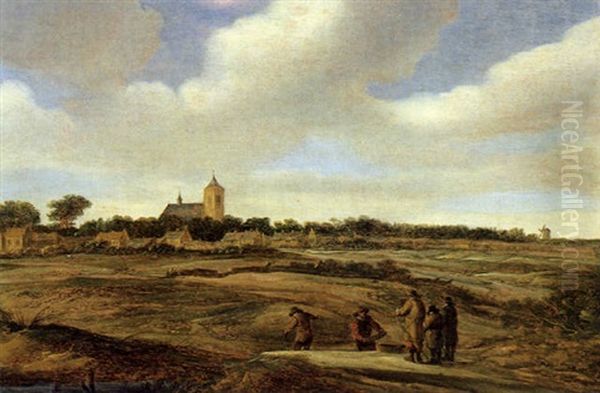 Dunenlandschaft Mit Blick Auf Ein Dorf Oil Painting by Claes Jansz van der Willigen