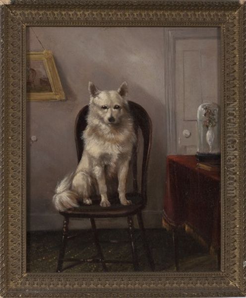 White Dog Seated In An Interior And Untitled (2 Works) Oil Painting by Edmund Aylburton Willis