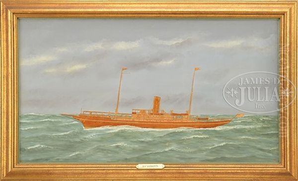 Portrait Of The Steam Yacht Wakiva Oil Painting by Thomas H. Willis