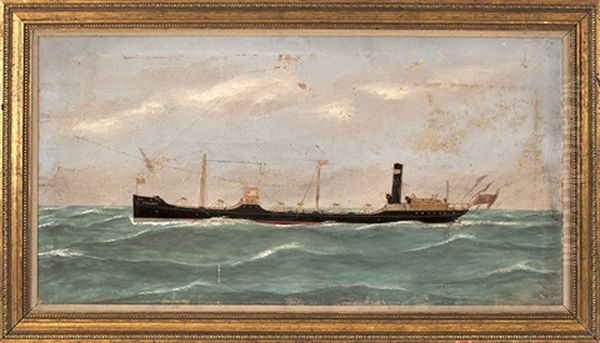 Portrait Of The Steam/sail Vessel Middlesex . Ship With Needlework Details Oil Painting by Thomas H. Willis