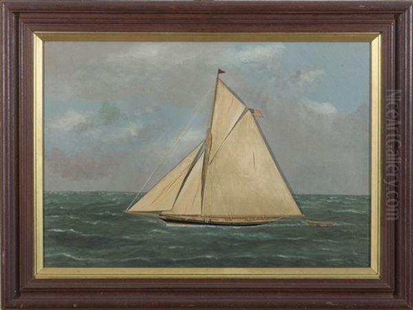 Racing Yacht Oil Painting by Thomas H. Willis