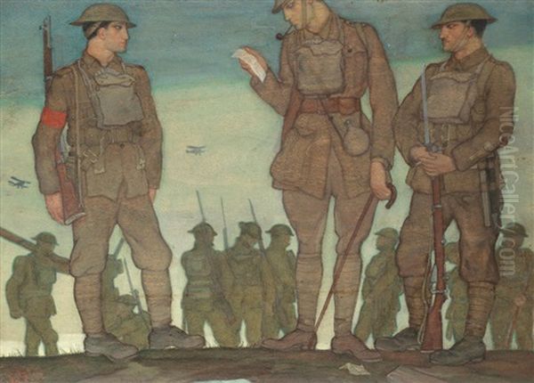 Captains Unforgot - Design For An English Public School Chapel After World War I Oil Painting by Vera Willoughby