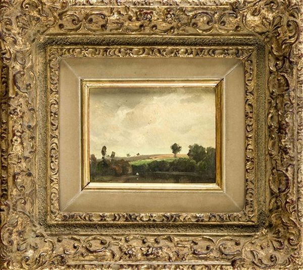 Kleine Landschaft Mit See Im Vordergrund Oil Painting by Josef Willroider