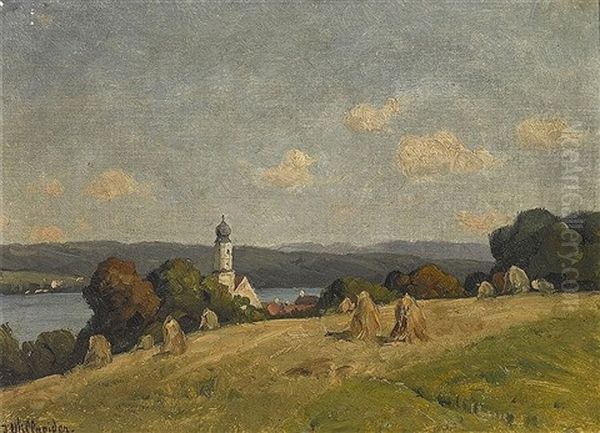 Blick Auf Den Starnberger See (bernried) Oil Painting by Josef Willroider