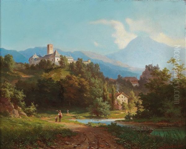 View Of A Castle In Carinthia Oil Painting by Josef Willroider