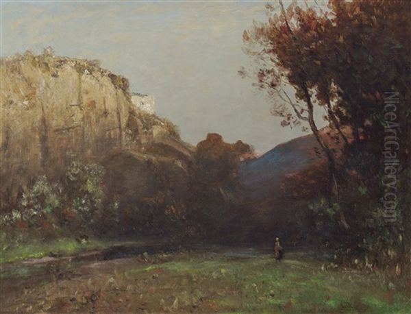 Rocky Landscape With Figure Scenery (carinthia?) Oil Painting by Ludwig Willroider