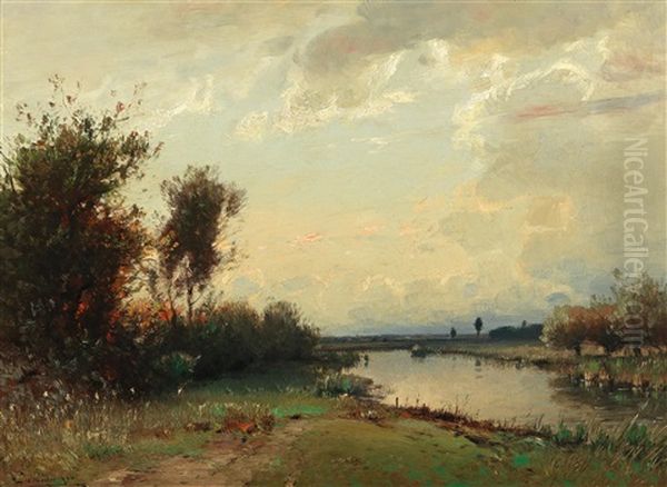 Evening Light Oil Painting by Ludwig Willroider