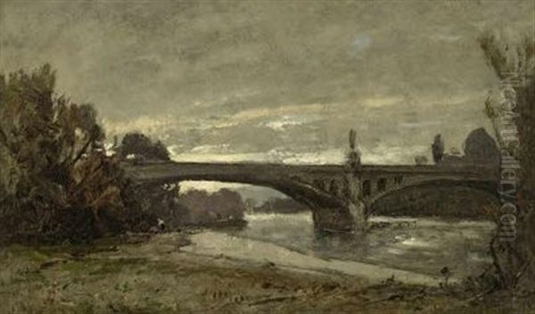 Isarbrucke Oil Painting by Ludwig Willroider