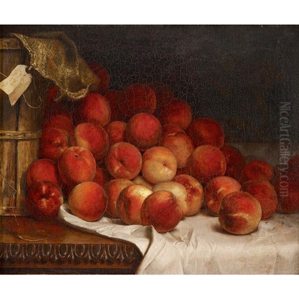 Still Life With Peaches Oil Painting by Lemuel Everett Wilmarth