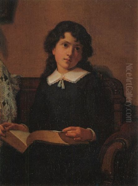 Portrait Of A Young Girl Oil Painting by Lemuel Everett Wilmarth