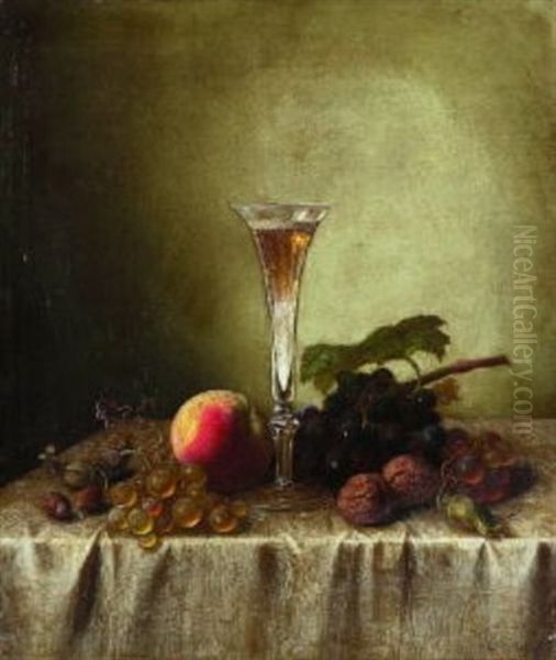 Fruchtestillleben Mit Einem Sektglas Oil Painting by Peter Joseph Wilms