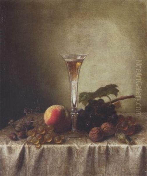 Fruchtestilleben Mit Einem Sektglas Oil Painting by Peter Joseph Wilms