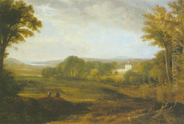 Scottish Landscape With A View Of A Country House Near The Coast Oil Painting by Andrew Wilson