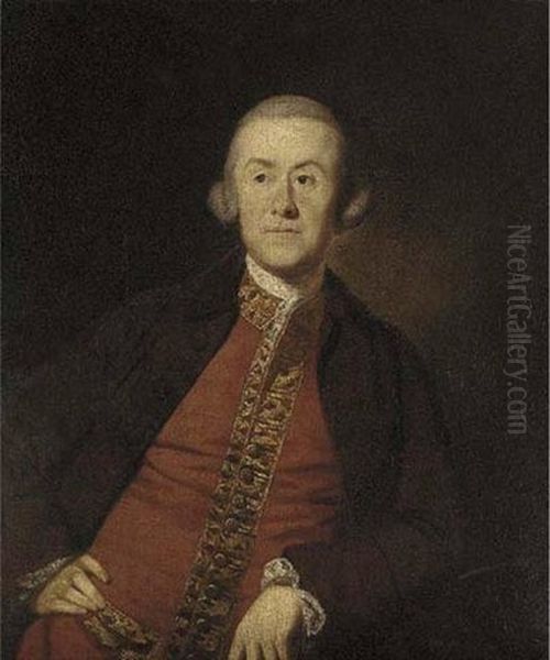 Portrait Of A Gentleman, (a Member Of The Lister Kay Family Of Denby Grange, Wakefield?), In A Burgundy Jacket And A Waistcoat by Benjamin Wilson