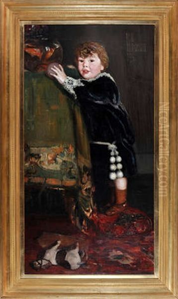 Length Portrait Of Lex Hornsby As A Boy Oil Painting by David Forrester Wilson