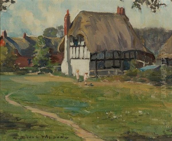 The Artist's English Home Oil Painting by Dora Lynell A. Wilson