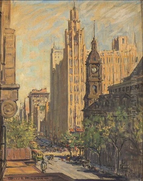 Collins Street, Melbourne Oil Painting by Dora Lynell A. Wilson