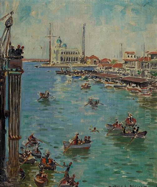 Impression Of Port Said From S.s Hobson's Bay Oil Painting by Dora Lynell A. Wilson