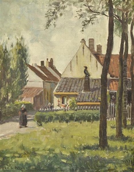 Dutch Village Scene Oil Painting by Dora Lynell A. Wilson