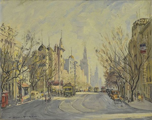 Collins Street, Melbourne Oil Painting by Dora Lynell A. Wilson