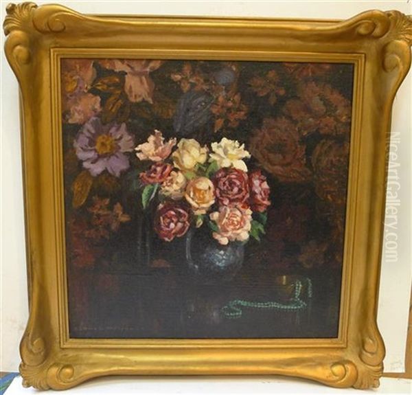 Still Life With Roses And Jewelry Oil Painting by Dora Lynell A. Wilson