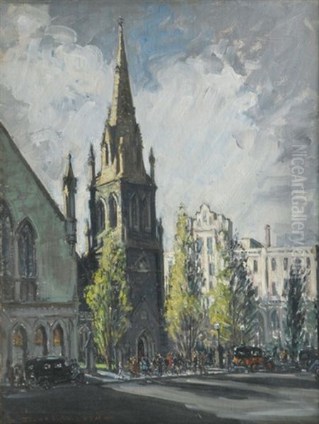 Wesley Church, Sunday Afternoon Oil Painting by Dora Lynell A. Wilson