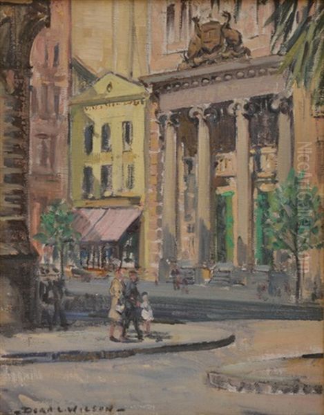 Queen Street And Collins Street Oil Painting by Dora Lynell A. Wilson