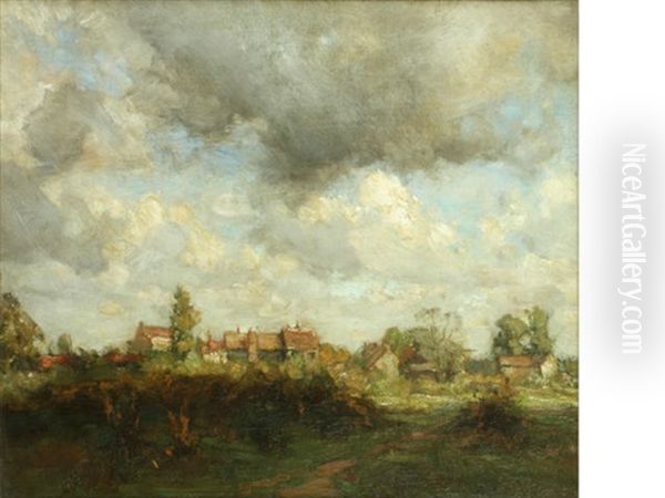 Cloudy Sky Over A Small Village by Harry Mitton Wilson