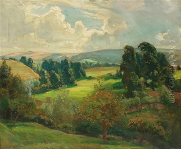 Hillside Landscape Oil Painting by Harry Mitton Wilson