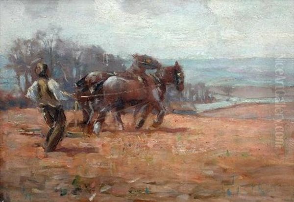 The Plough Team Oil Painting by Harry Mitton Wilson