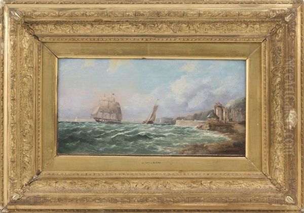 Coastal Scene With Shipping Oil Painting by John James Wilson